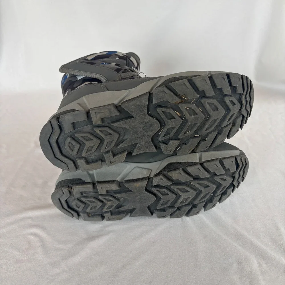Hobibear Kids Camo Snow Boots Grey Blue Faux Fur Lined Winter AW3771 Size 39